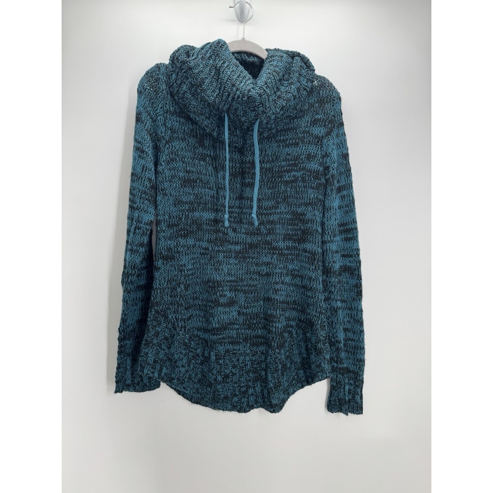No Boundaries Teal Black Space Dye Cowl Neck Sweater XXL NJ47T412P Grunge Boho